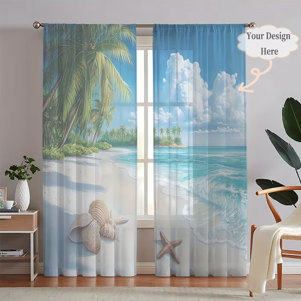 Textiles For Home - Custom 2D Flat 2pcs Sheer Curtains,