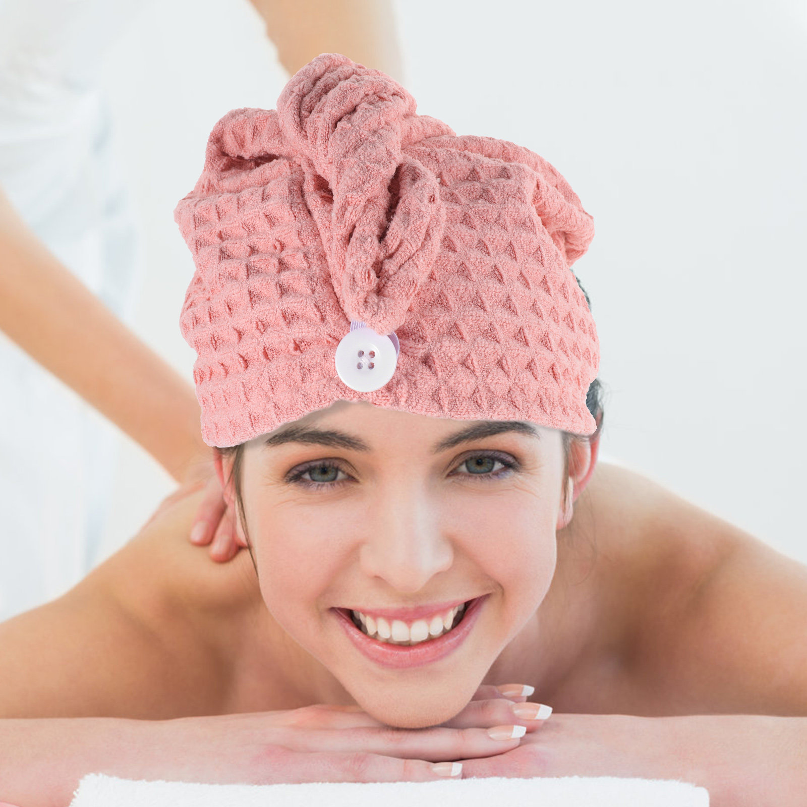 Home Textiles In Pakistan - 2Pcs Button Closure Hair Drying Turban