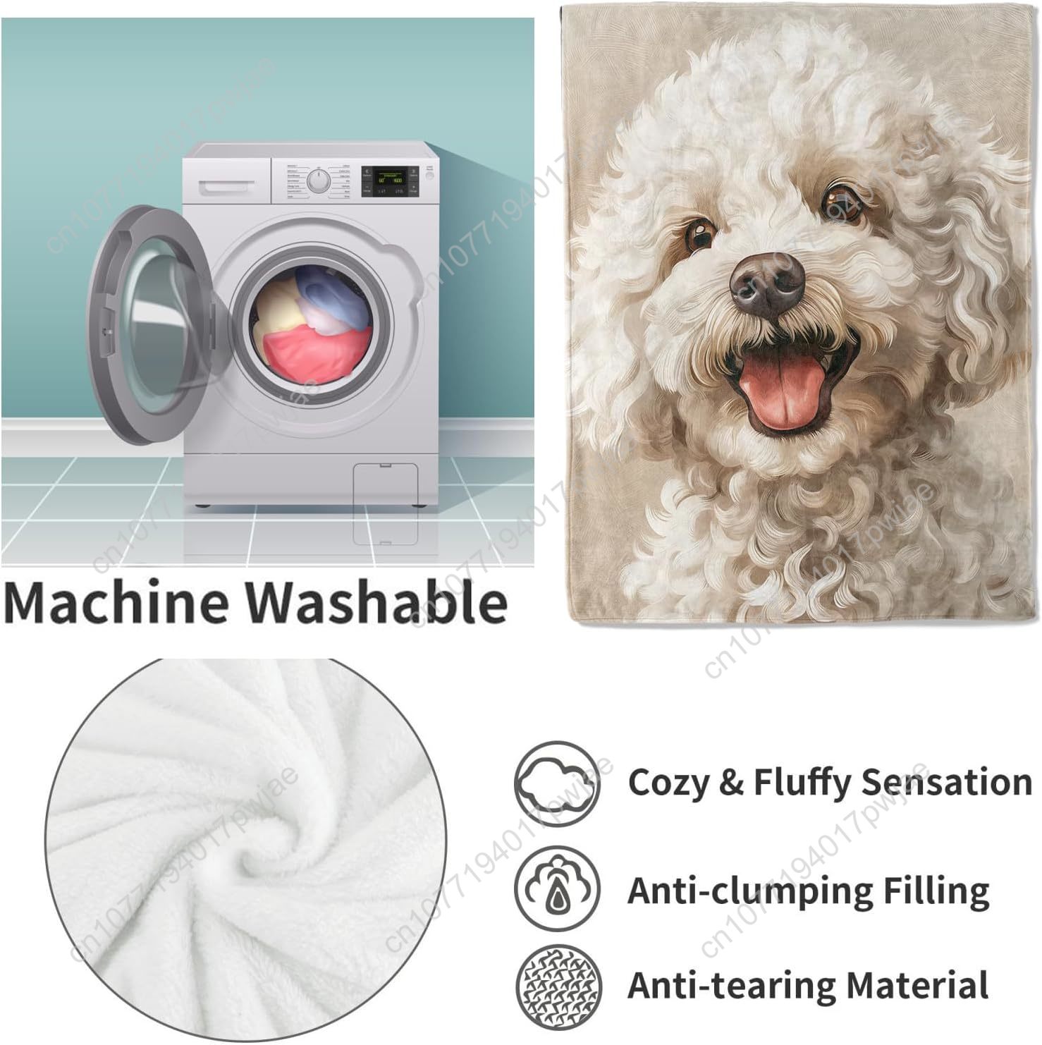 Joyful Poodle Portrait Blanket - огляд і ціна Home Textiles Designer